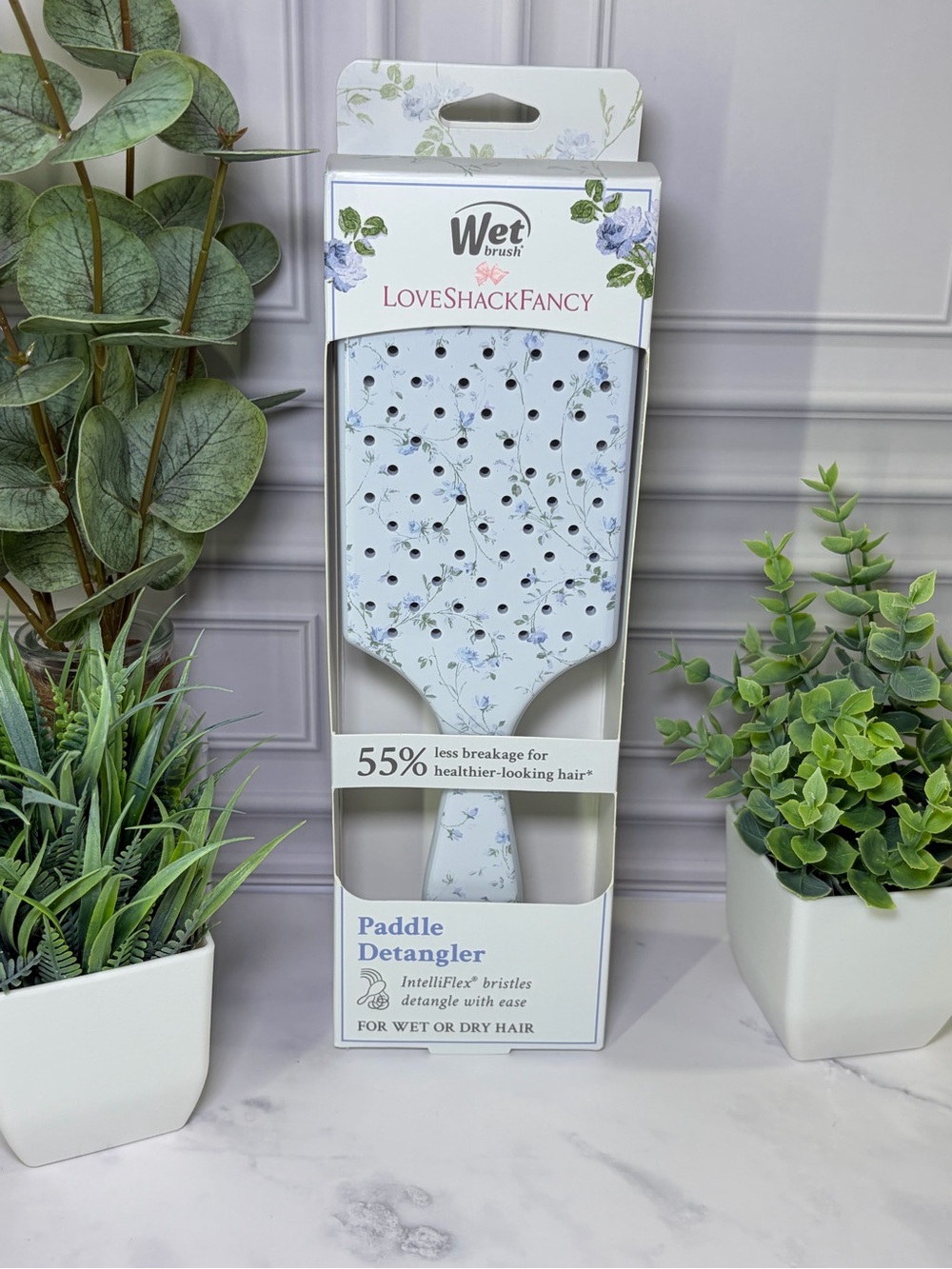 LoveShackFancy x Goody x Wet Brush Paddle Brush English Ivy Blue BNWT